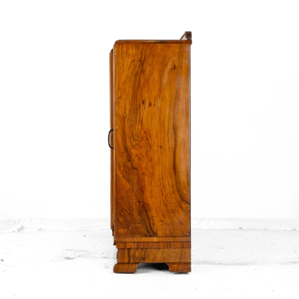 Art Deco C1920 Burr Walnut Display Cabinet Sideboard by Leemings of Halifax View IV