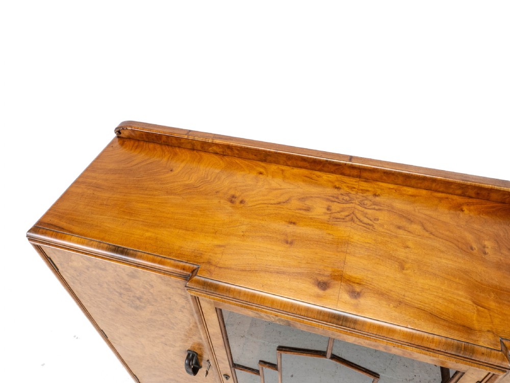 Art Deco C1920 Burr Walnut Display Cabinet Sideboard by Leemings of Halifax View VIII