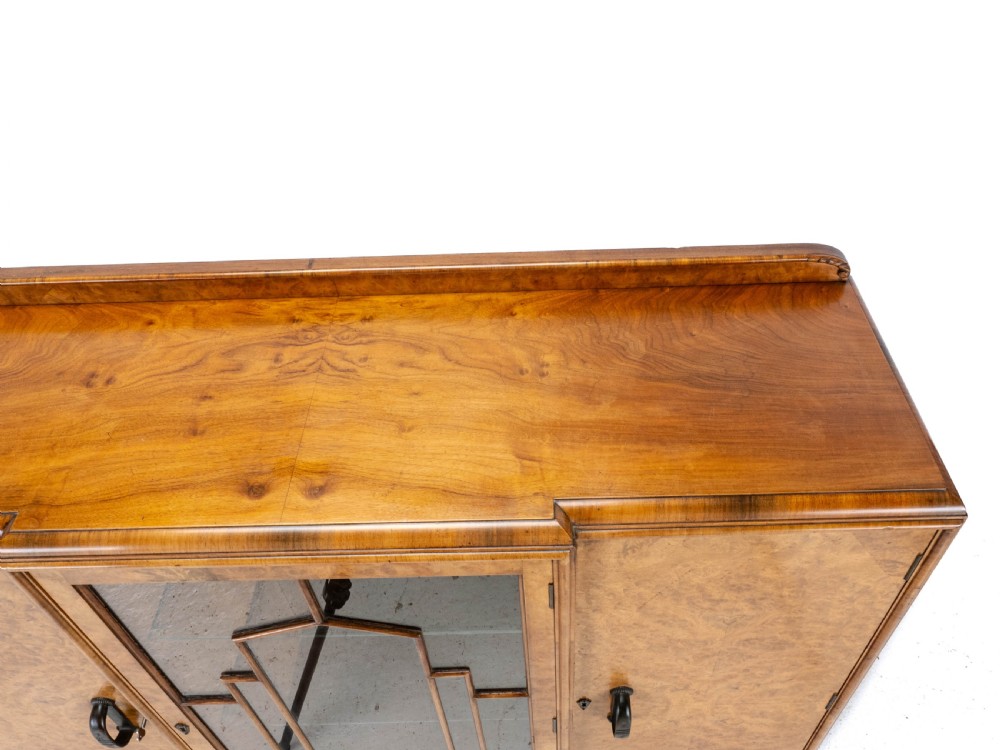 Art Deco C1920 Burr Walnut Display Cabinet Sideboard by Leemings of Halifax View IX