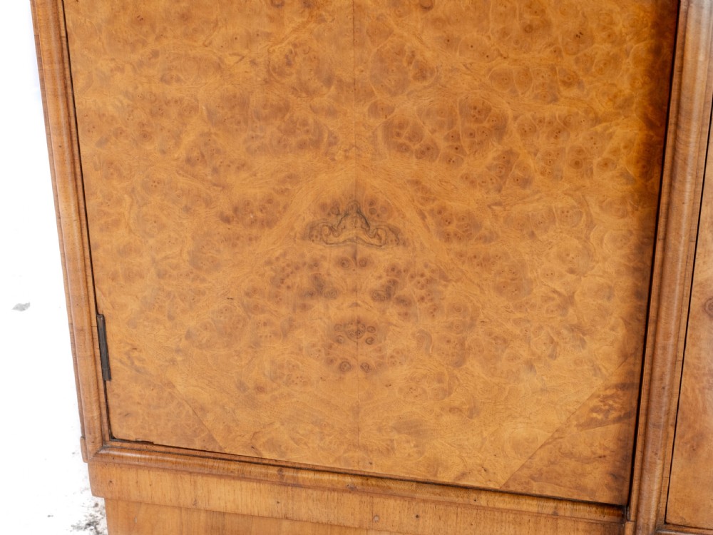Art Deco C1920 Burr Walnut Display Cabinet Sideboard by Leemings of Halifax View XX