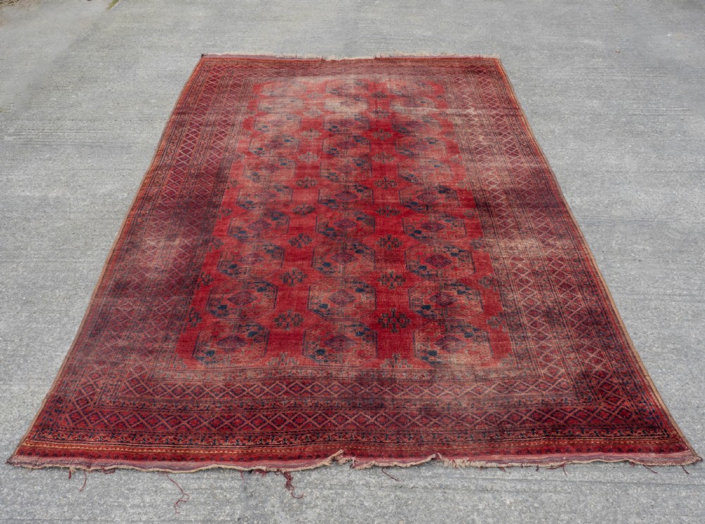 Antique C.19th Ersari Turkmen Afghan Carpet 15'6