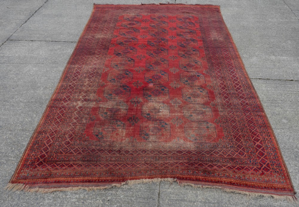Antique C.19th Ersari Turkmen Afghan Carpet 15'6