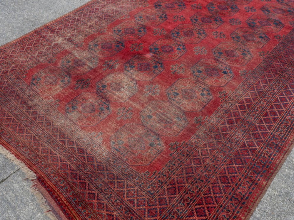 Antique C.19th Ersari Turkmen Afghan Carpet 15'6