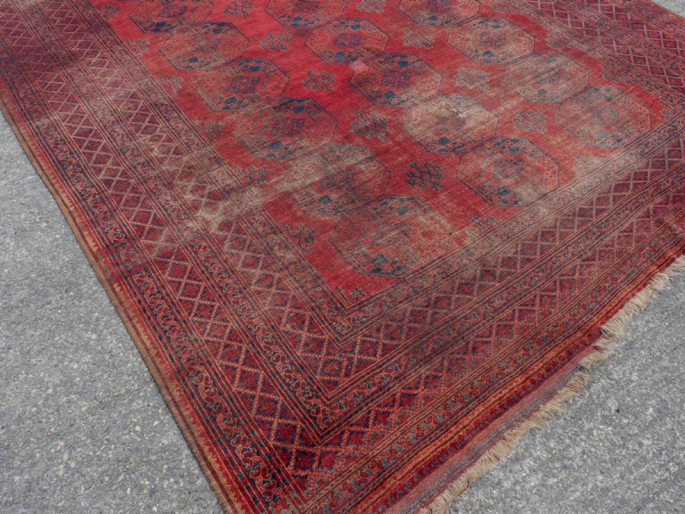 Antique C.19th Ersari Turkmen Afghan Carpet 15'6