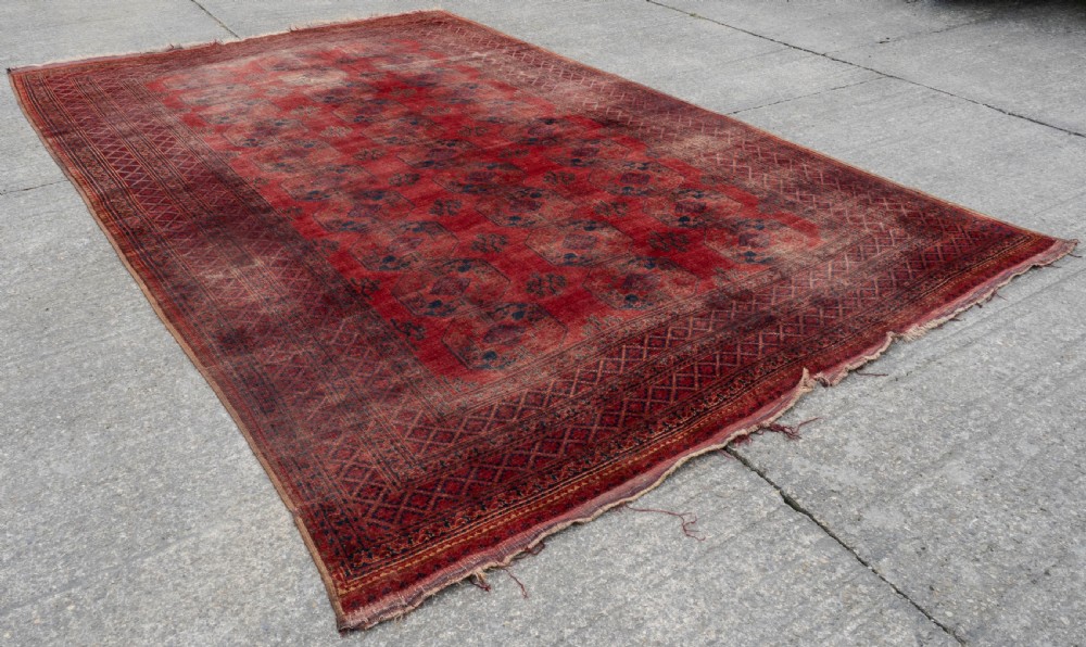 Antique C.19th Ersari Turkmen Afghan Carpet 15'6