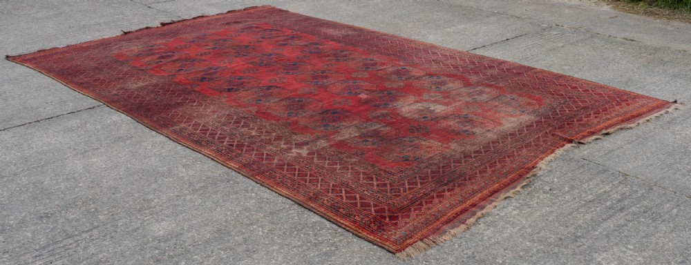 Antique C.19th Ersari Turkmen Afghan Carpet 15'6