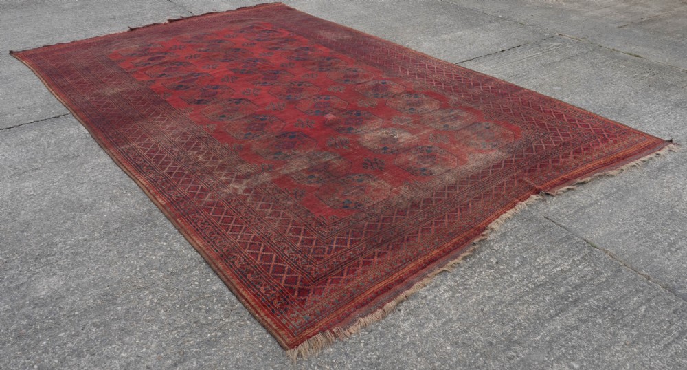 Antique C.19th Ersari Turkmen Afghan Carpet 15'6