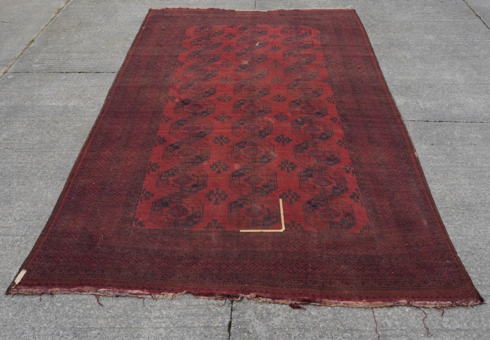 Antique C.19th Ersari Turkmen Afghan Carpet 15'6