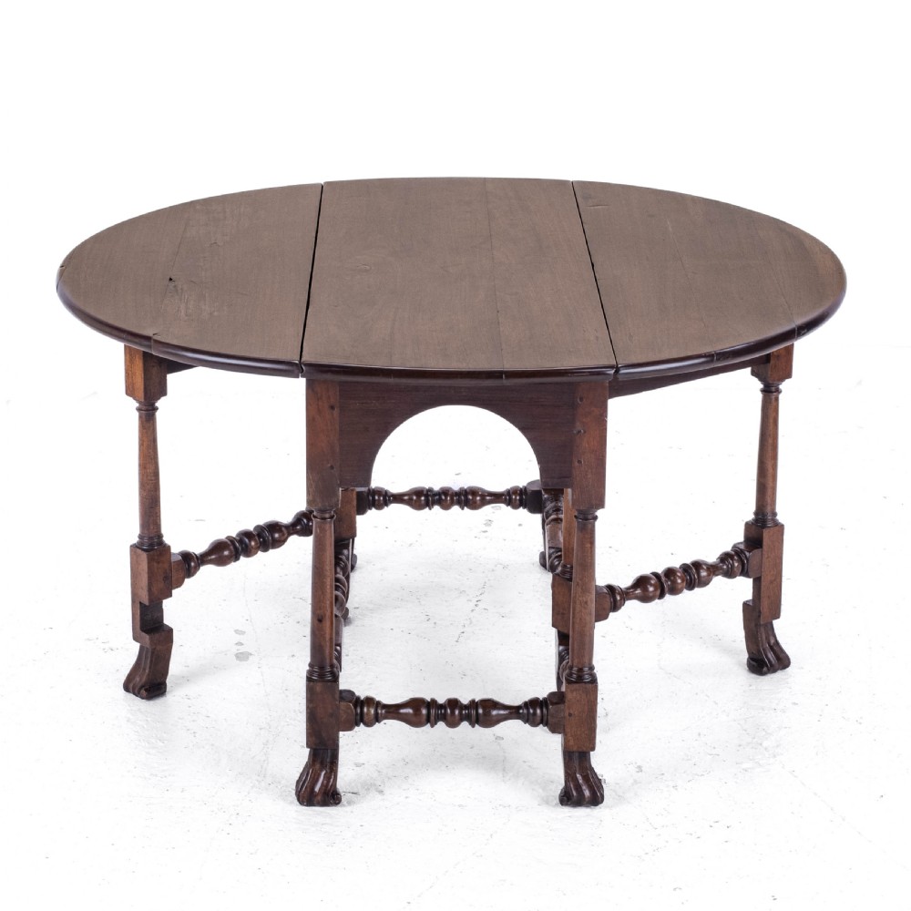George II Red Walnut Drop Leaf Oval Gateleg Dining Table C1730 (Georgian) View V