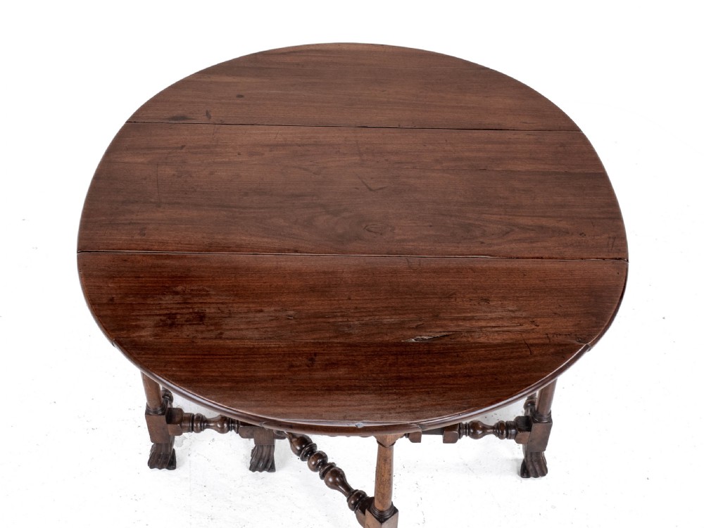 George II Red Walnut Drop Leaf Oval Gateleg Dining Table C1730 (Georgian) View XI