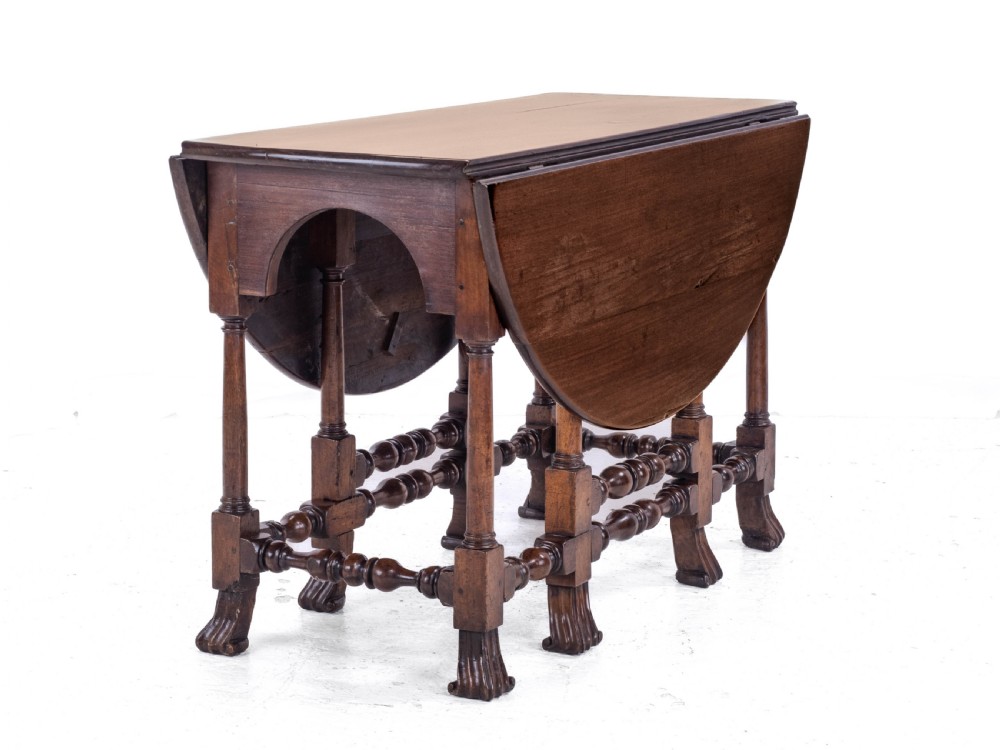 George II Red Walnut Drop Leaf Oval Gateleg Dining Table C1730 (Georgian) View XIX