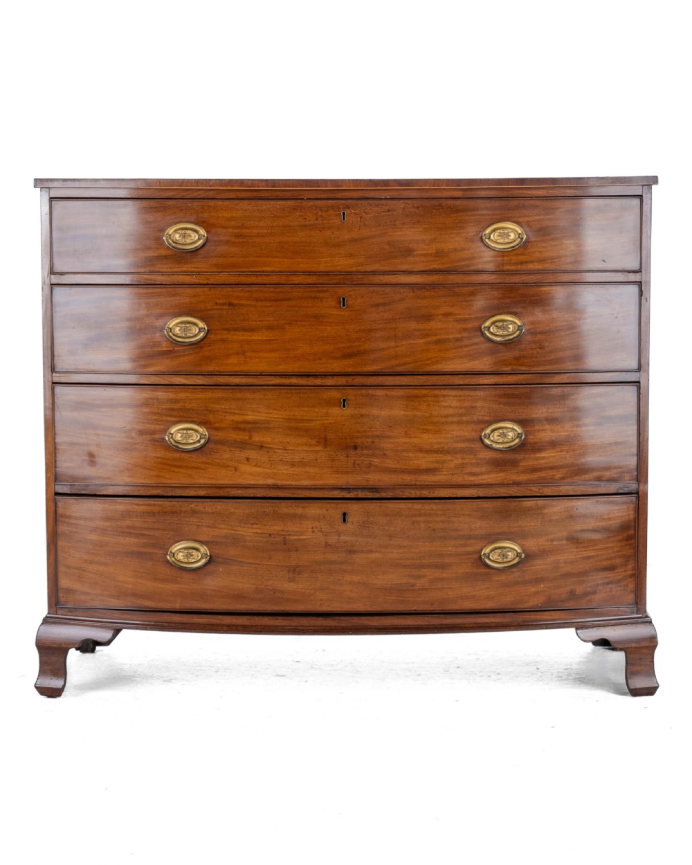 Georgian Late C18th Mahogany Inlaid Bow Front Chest of Drawers (George III)