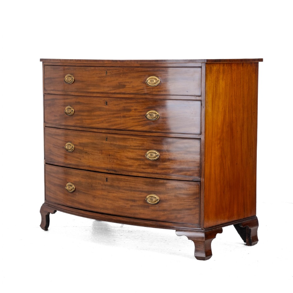 Georgian Late C18th Mahogany Inlaid Bow Front Chest of Drawers (George III) View II