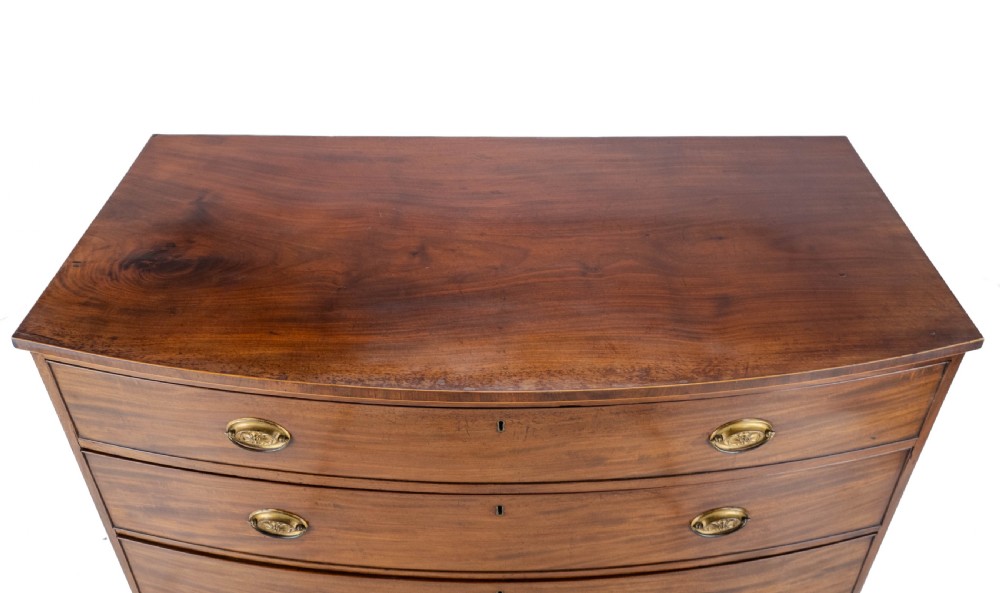 Georgian Late C18th Mahogany Inlaid Bow Front Chest of Drawers (George III) View VII