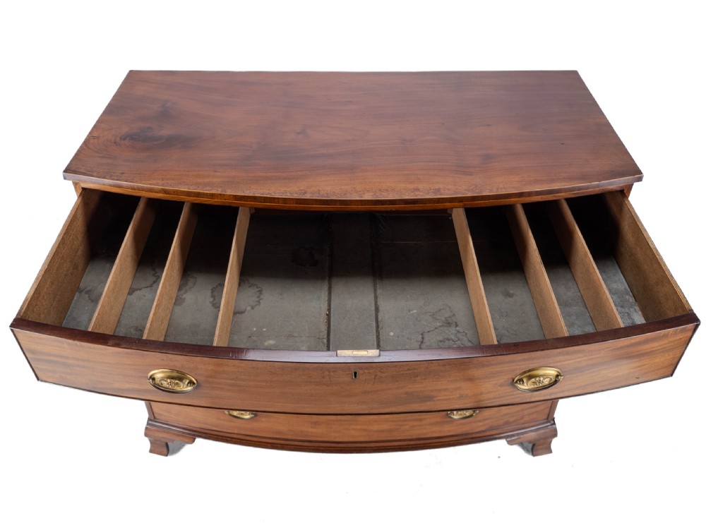 Georgian Late C18th Mahogany Inlaid Bow Front Chest of Drawers (George III) View XIII