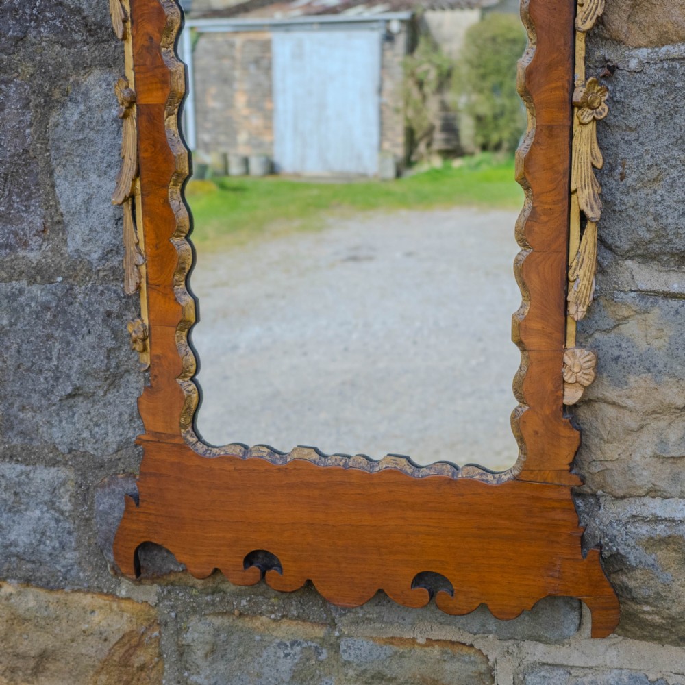 C.18th Burr Walnut Parcel-Gilt Fretwork Pier-Glass Georgian Large Wall Mirror View VII