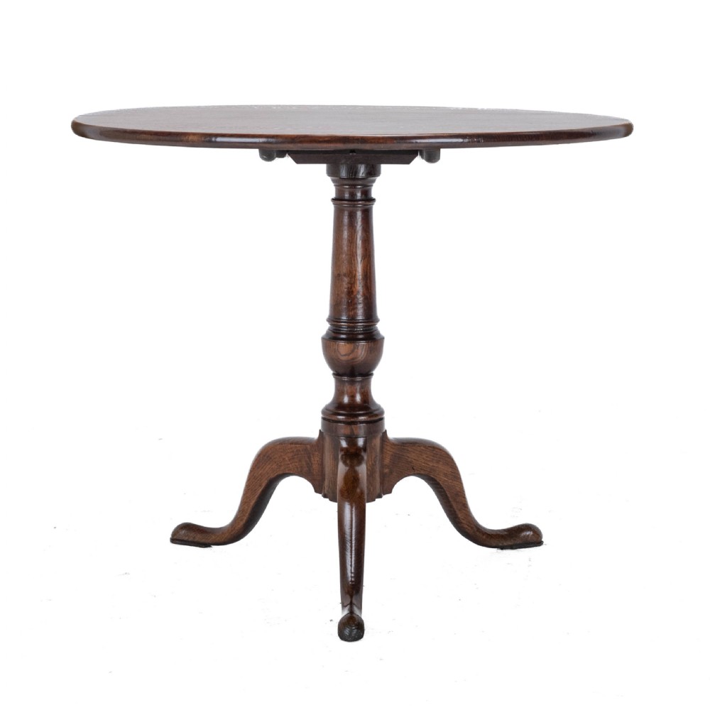 C.18th Well Figured Oak Tripod Supper Table (Quarter Sawn Book Matched Georgian George III Country) View VII