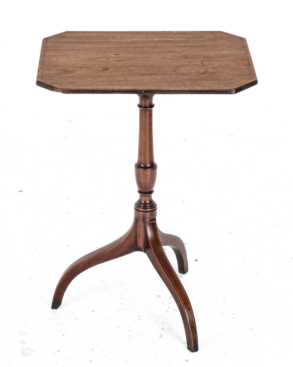 Regency Octagonal Mahogany Inlaid Tilt Top Tripod Wine Side Table circa 1800 (Georgian, George III)