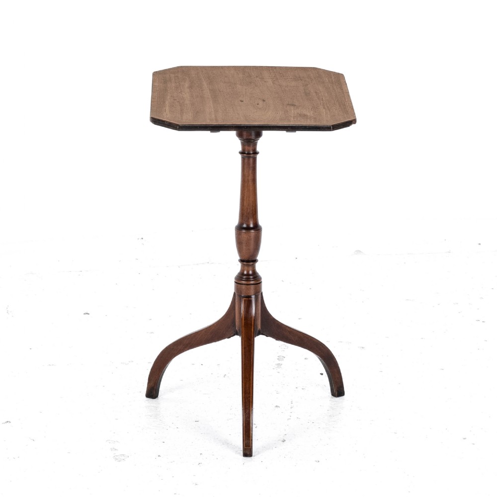 Regency Octagonal Mahogany Inlaid Tilt Top Tripod Wine Side Table circa 1800 (Georgian, George III) View VII