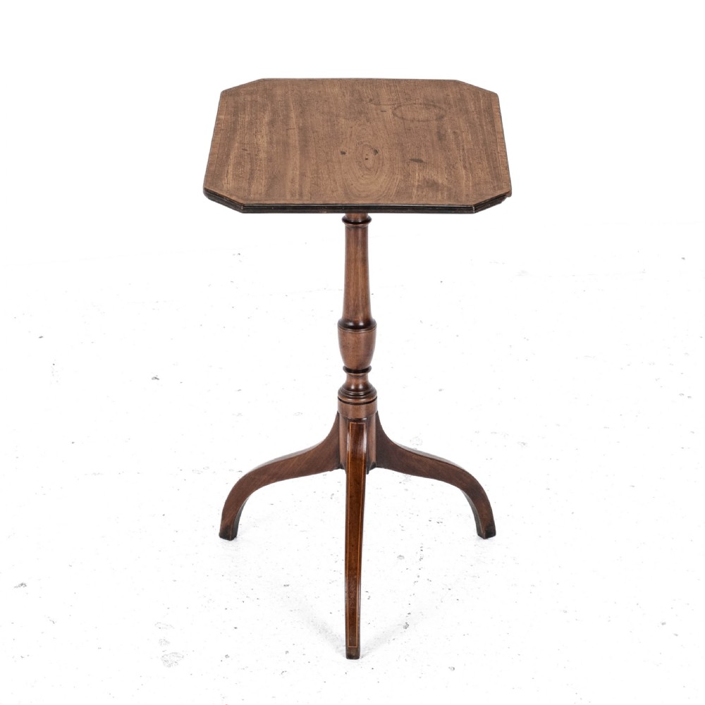 Regency Octagonal Mahogany Inlaid Tilt Top Tripod Wine Side Table circa 1800 (Georgian, George III) View VIII