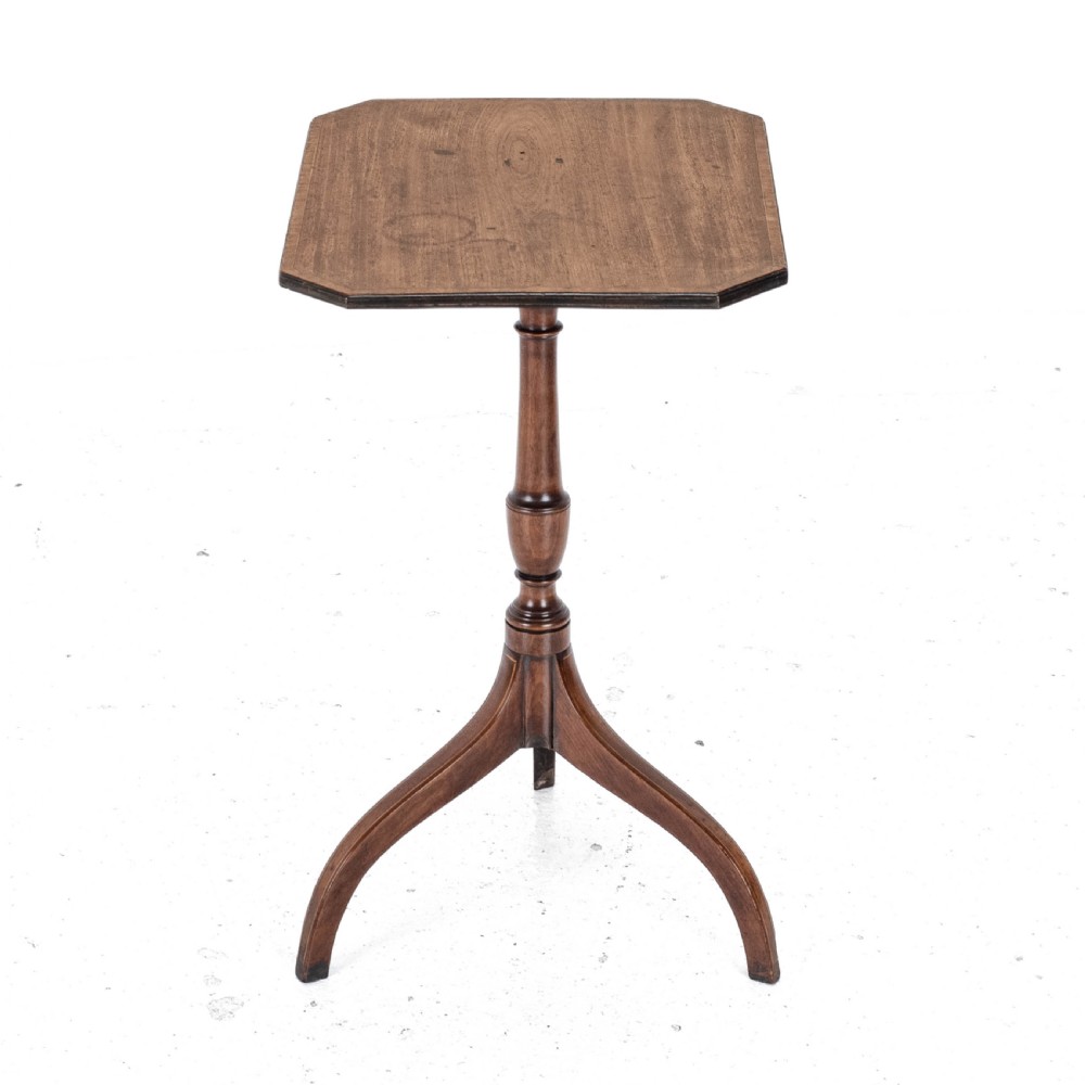 Regency Octagonal Mahogany Inlaid Tilt Top Tripod Wine Side Table circa 1800 (Georgian, George III) View X