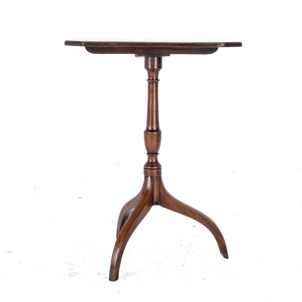 Regency Octagonal Mahogany Inlaid Tilt Top Tripod Wine Side Table circa 1800 (Georgian, George III) View XIII