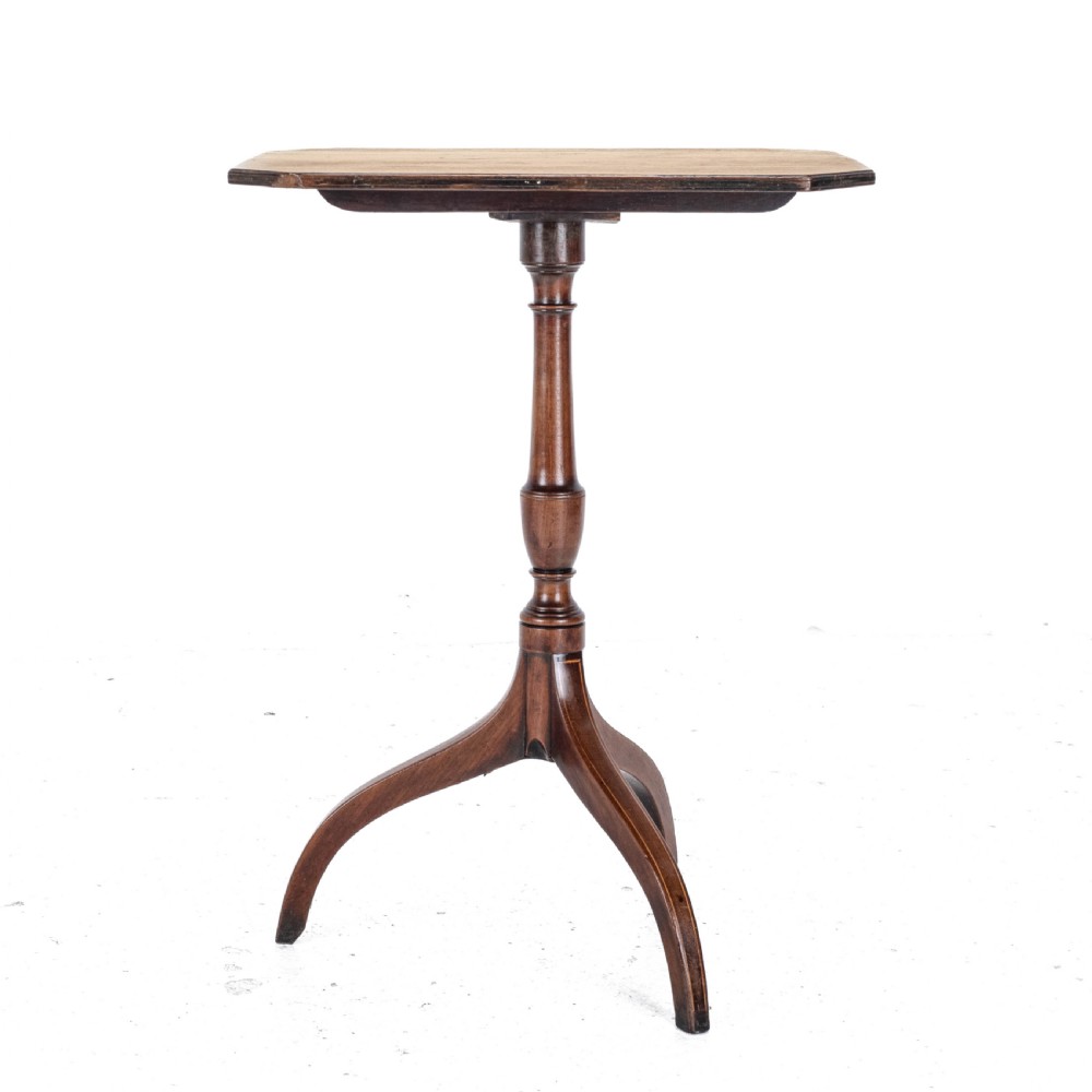 Regency Octagonal Mahogany Inlaid Tilt Top Tripod Wine Side Table circa 1800 (Georgian, George III) View XV