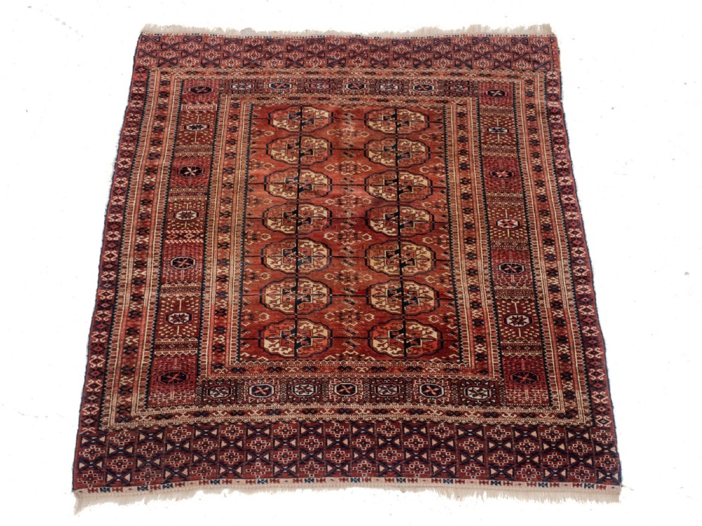 Antique C19th Turkmen Tekke Marriage Rug 4'4