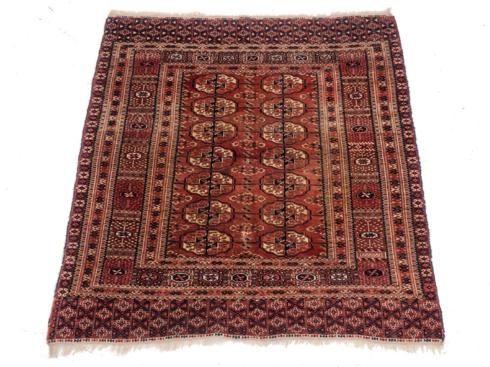 Antique C19th Turkmen Tekke Marriage Rug 4'4