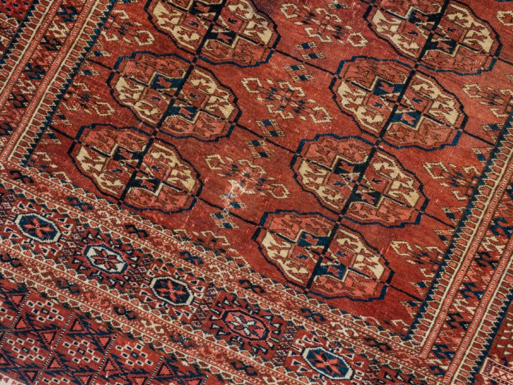 Antique C19th Turkmen Tekke Marriage Rug 4'4
