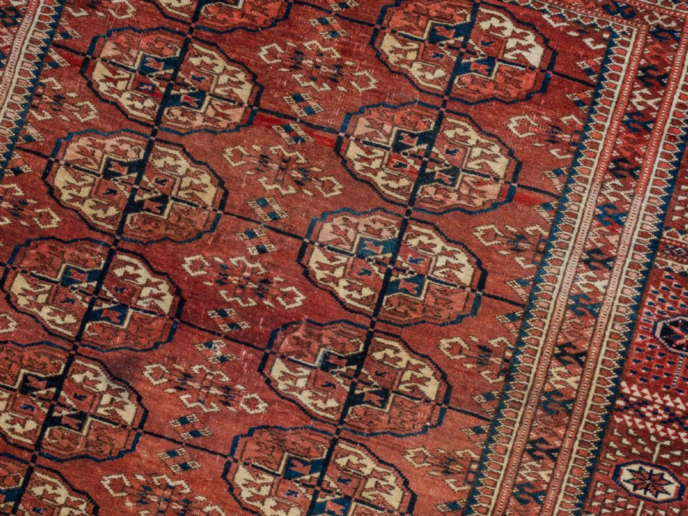 Antique C19th Turkmen Tekke Marriage Rug 4'4