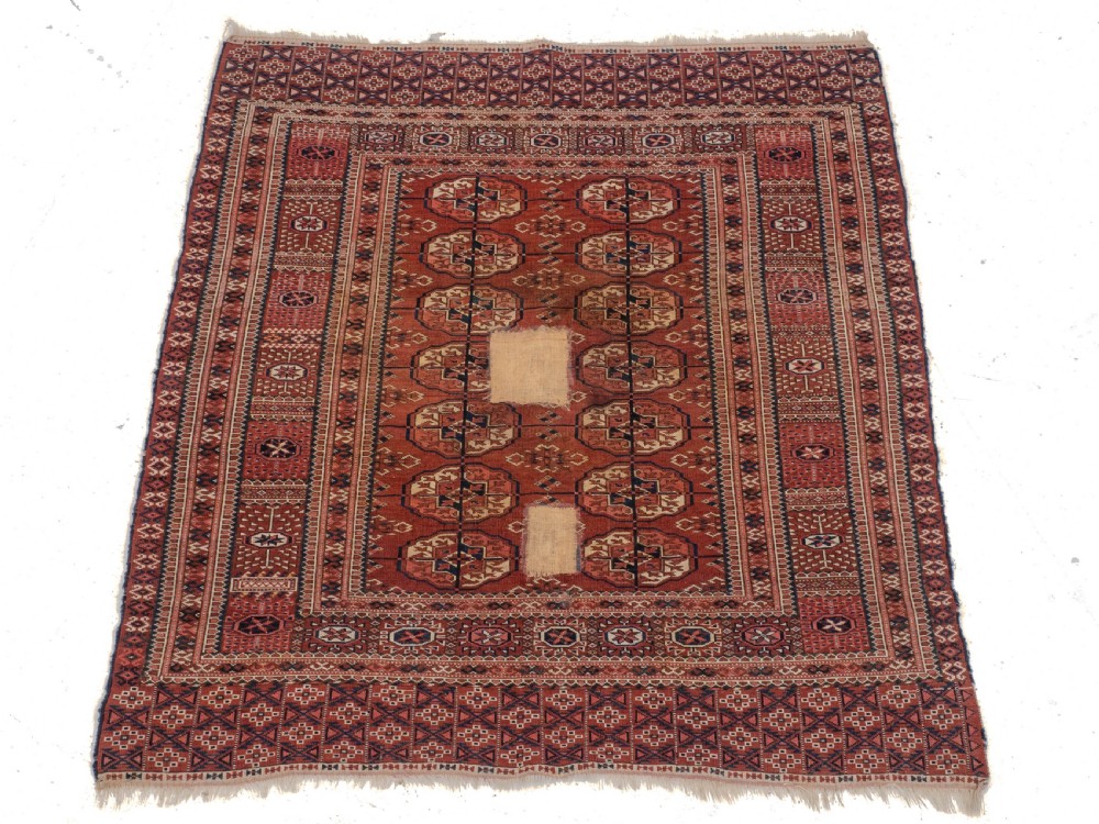 Antique C19th Turkmen Tekke Marriage Rug 4'4