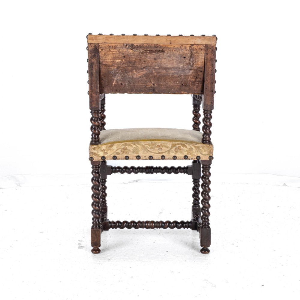 18th Century Set of 4 Cromwellian Style Walnut Barley Twist Tapestery Upholstered Elbow Chairs (Dining Carver Armchairs, Georgian) View XIII
