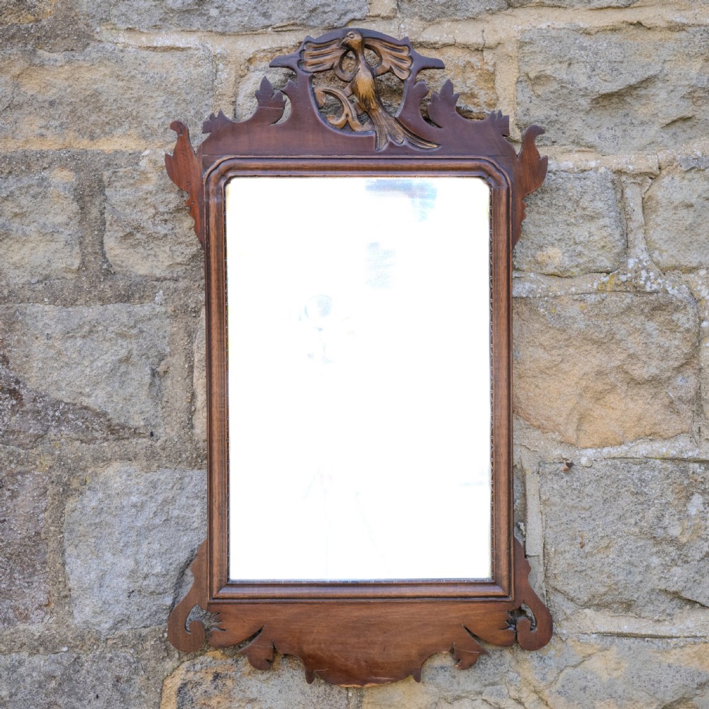 Georgian Chippendale Design Parcel-Gilt Walnut Hoho Bird Fretwork Pier-glass Wall Mirror Early 19th Century George III