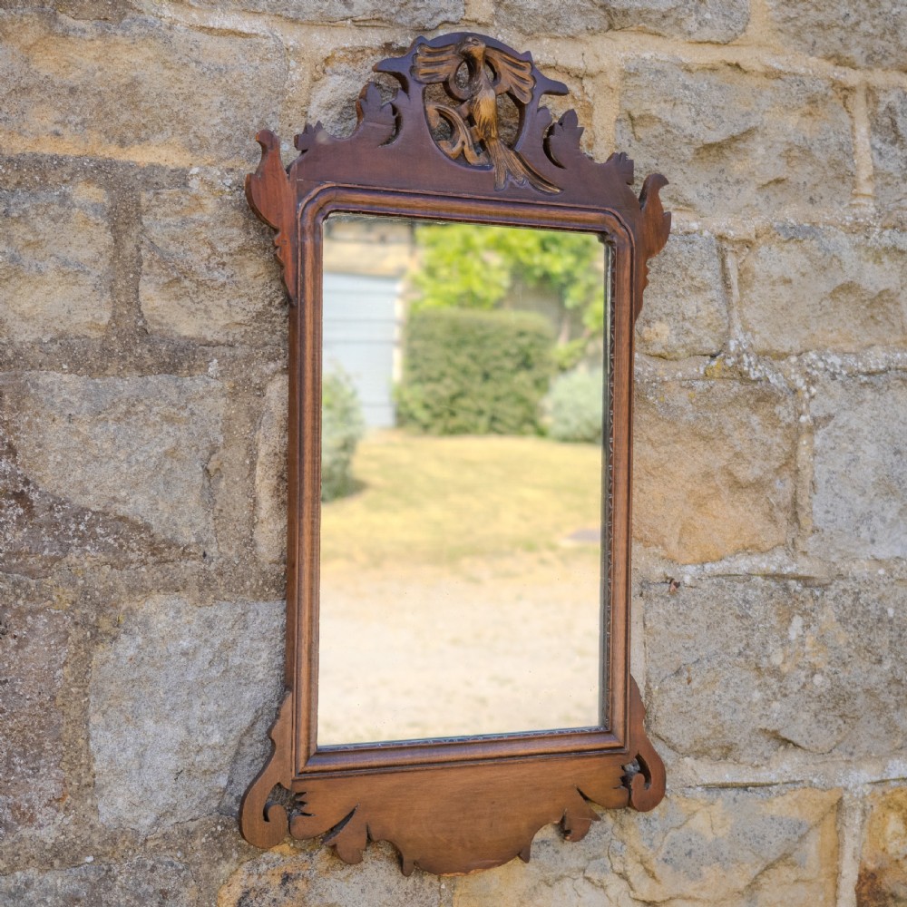 Georgian Chippendale Design Parcel-Gilt Walnut Hoho Bird Fretwork Pier-glass Wall Mirror Early 19th Century George III View III