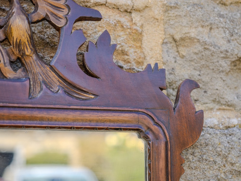 Georgian Chippendale Design Parcel-Gilt Walnut Hoho Bird Fretwork Pier-glass Wall Mirror Early 19th Century George III View VI