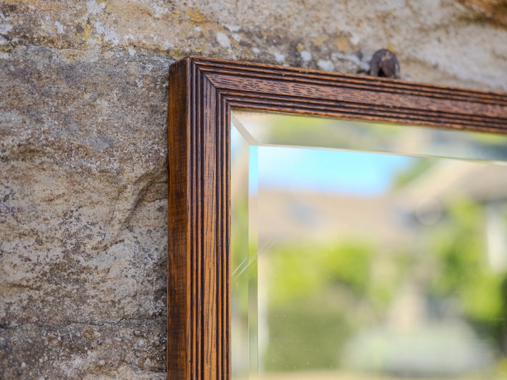 Georgian Oak Small Wall Mirror with Box, Composed of Late 18th and Early 19th Century Parts (George III) View IV