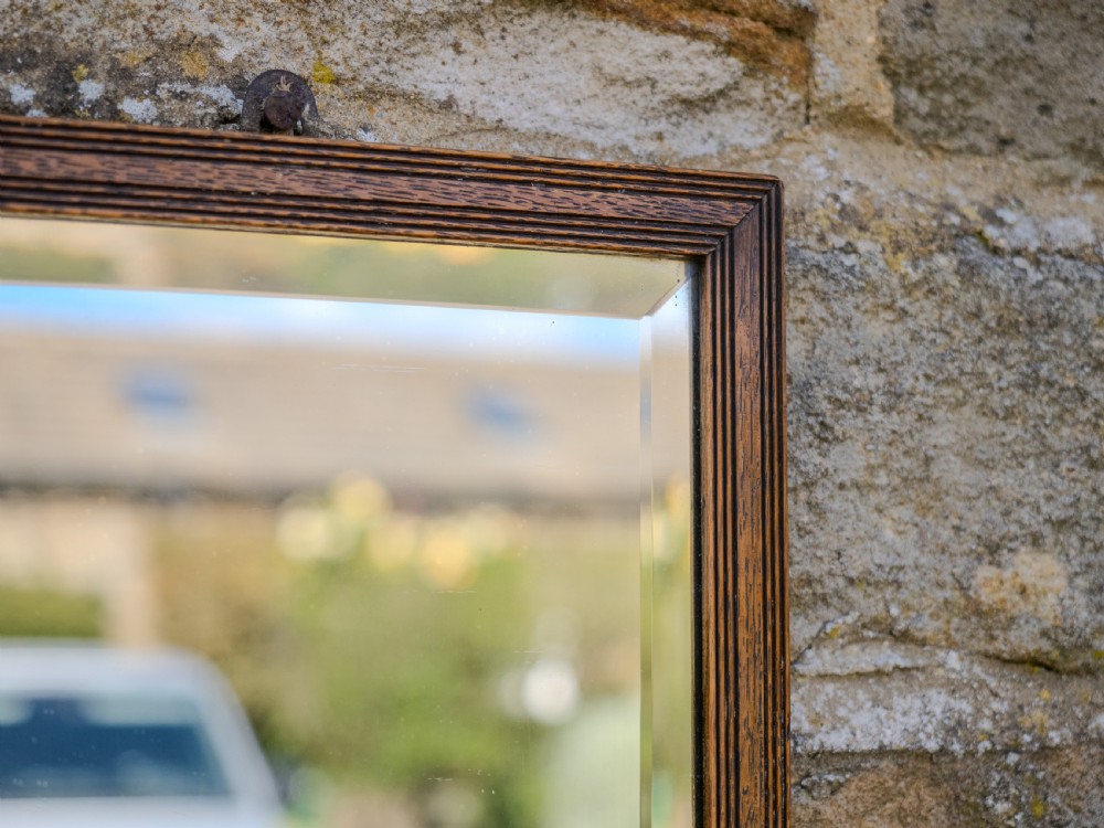 Georgian Oak Small Wall Mirror with Box, Composed of Late 18th and Early 19th Century Parts (George III) View V