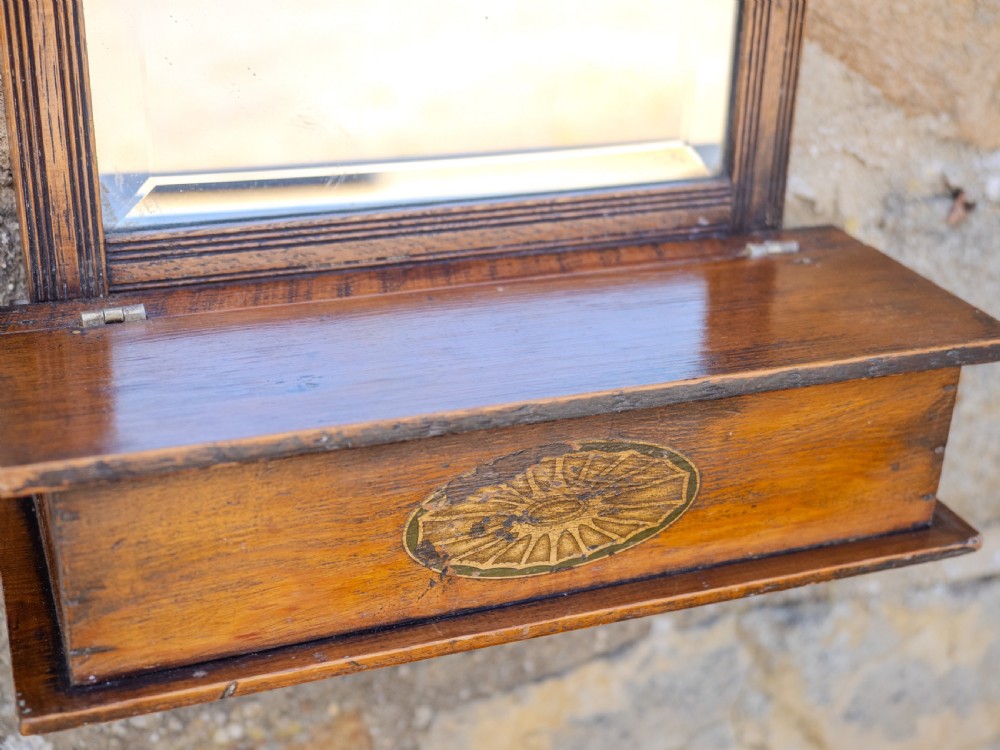 Georgian Oak Small Wall Mirror with Box, Composed of Late 18th and Early 19th Century Parts (George III) View VI