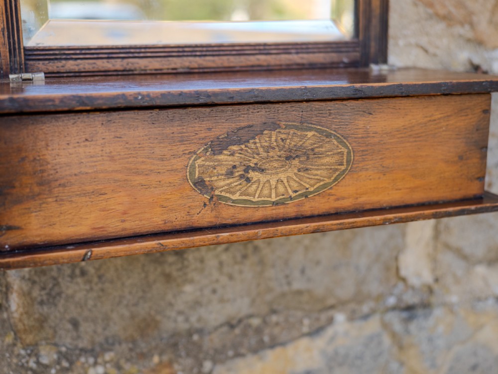 Georgian Oak Small Wall Mirror with Box, Composed of Late 18th and Early 19th Century Parts (George III) View VII