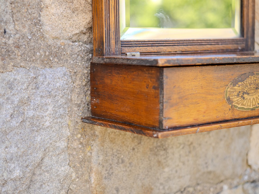 Georgian Oak Small Wall Mirror with Box, Composed of Late 18th and Early 19th Century Parts (George III) View IX