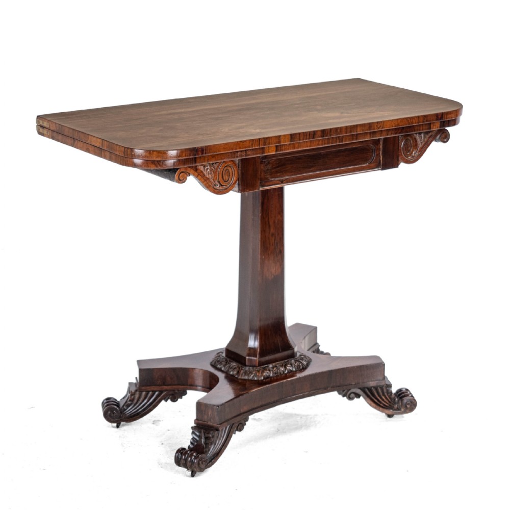 Regency Rosewood Console Fold-Over Games or Card Table, Circa 1820 (Georgian, Early 19th Century) View II