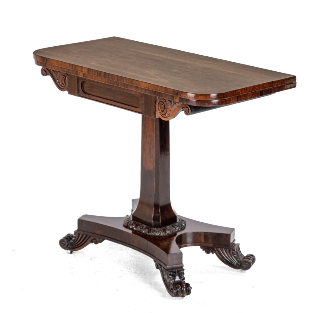 Regency Rosewood Console Fold-Over Games or Card Table, Circa 1820 (Georgian, Early 19th Century) View III