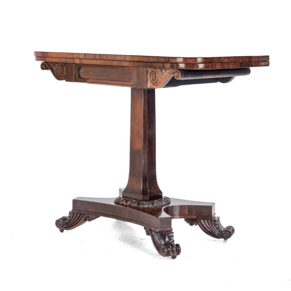 Regency Rosewood Console Fold-Over Games or Card Table, Circa 1820 (Georgian, Early 19th Century) View V