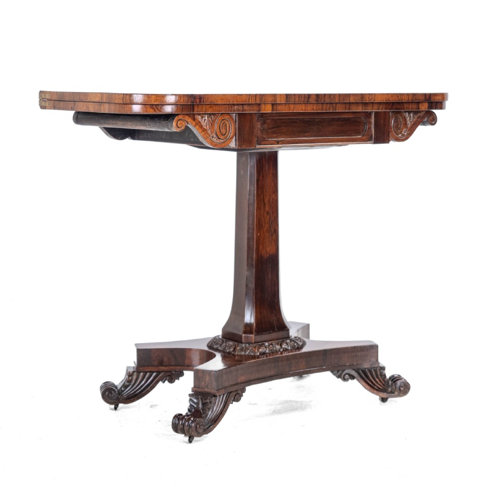 Regency Rosewood Console Fold-Over Games or Card Table, Circa 1820 (Georgian, Early 19th Century) View VI