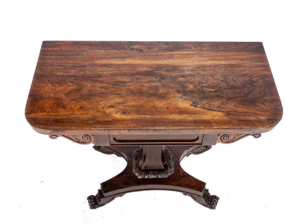 Regency Rosewood Console Fold-Over Games or Card Table, Circa 1820 (Georgian, Early 19th Century) View VIII