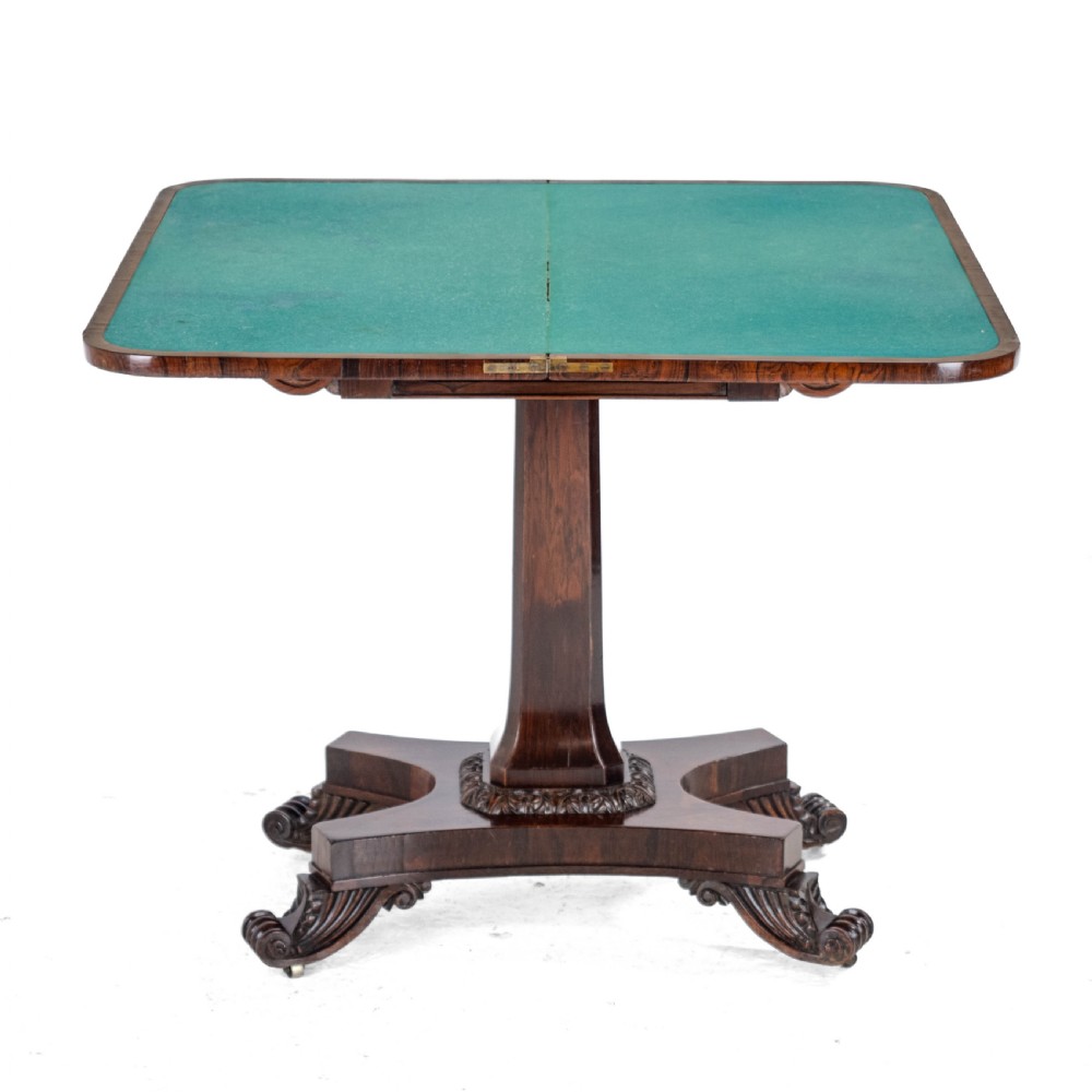 Regency Rosewood Console Fold-Over Games or Card Table, Circa 1820 (Georgian, Early 19th Century) View X