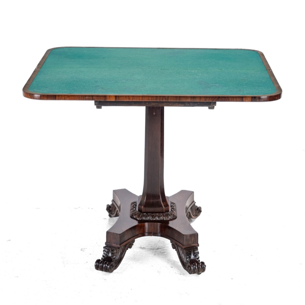 Regency Rosewood Console Fold-Over Games or Card Table, Circa 1820 (Georgian, Early 19th Century) View XI
