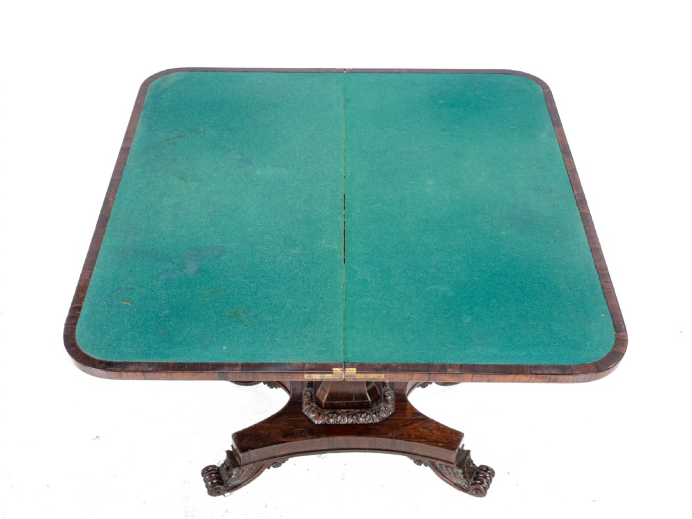 Regency Rosewood Console Fold-Over Games or Card Table, Circa 1820 (Georgian, Early 19th Century) View XII