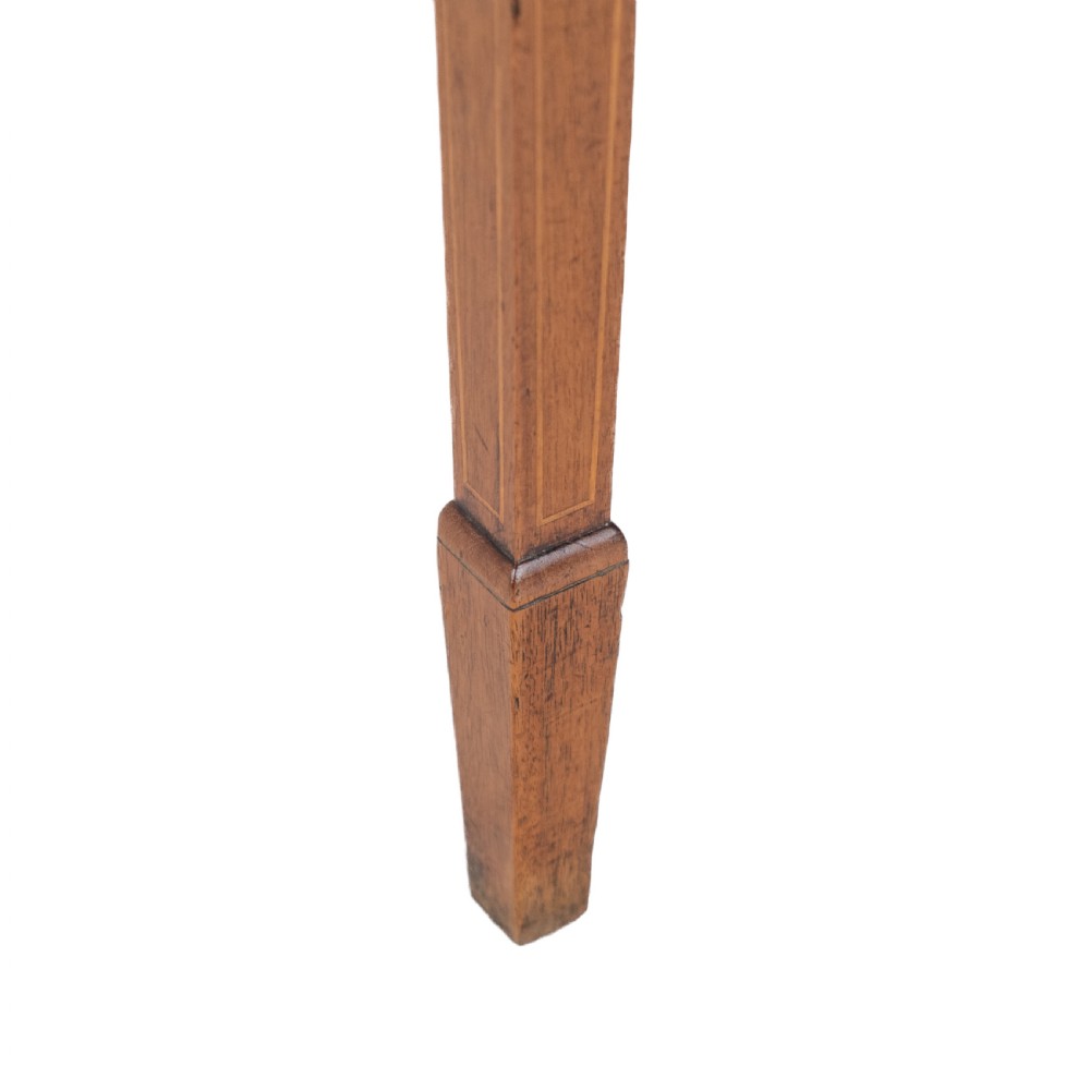 Georgian Satinwood, Rosewood Crossbanded Mahogany Console Fold-over Tea Table with Ebony, Boxwood Strung Inlaid Borders circa 1800 (Regency, George III) View XXV